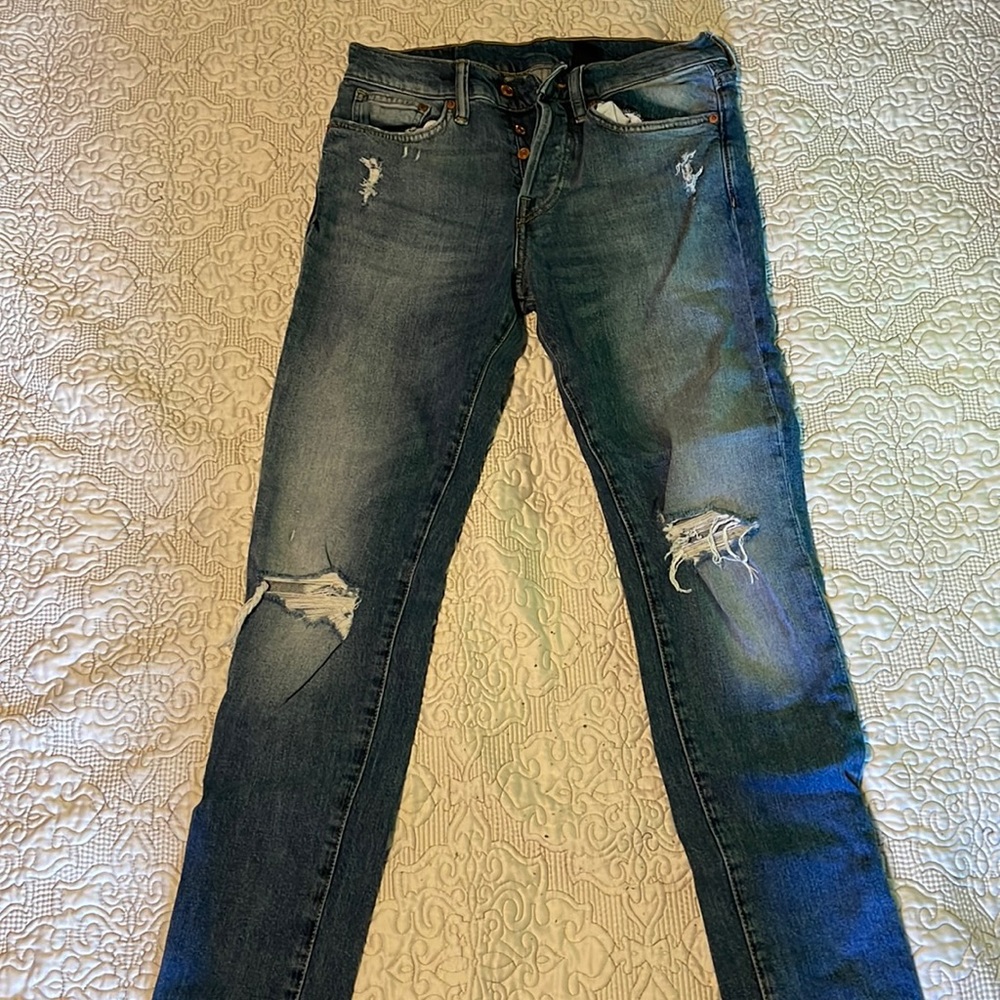 Straight Ripped Denim Jeans